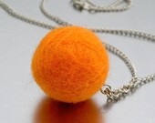 Orange Felt Bead Necklace