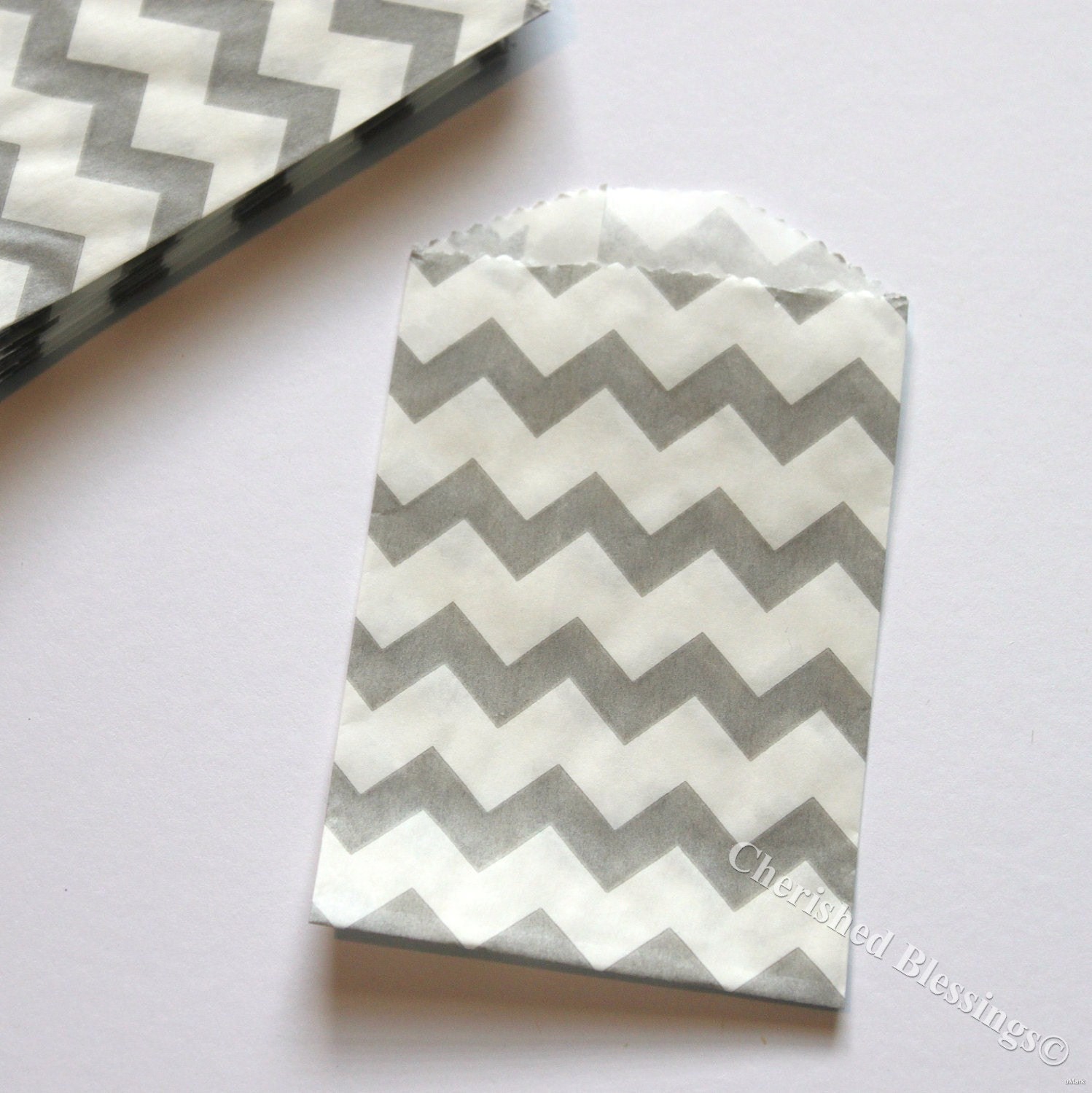 Chevron Bags, 20 Gray Grey Wooden Silverware Bag MINI SIZE Paper Goods Favor Candy Treat Birthday Wedding Baby Shower w/ Straw Flags Il_570xn