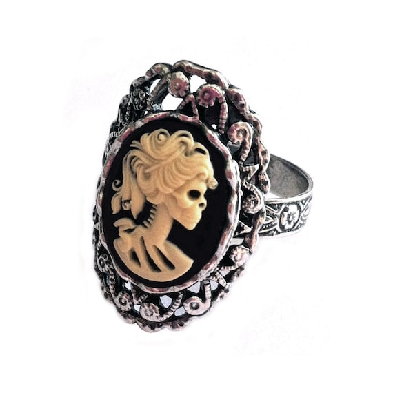 Lolita Skeleton Cameo Ring - Day of the Dead Jewelry