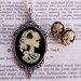 Skull Cameo Necklace Earrings Set - Lolita Ivory Goddess - Black Rose