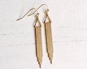 Art Deco Earrings ... Chrysler Brass Vintage Drop Art Deco Minimalist