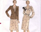 Vogue 7817 Vintage 80s Misses' Dress and Jacket Sewing Pattern - Uncut - Size 20 - Bust 42