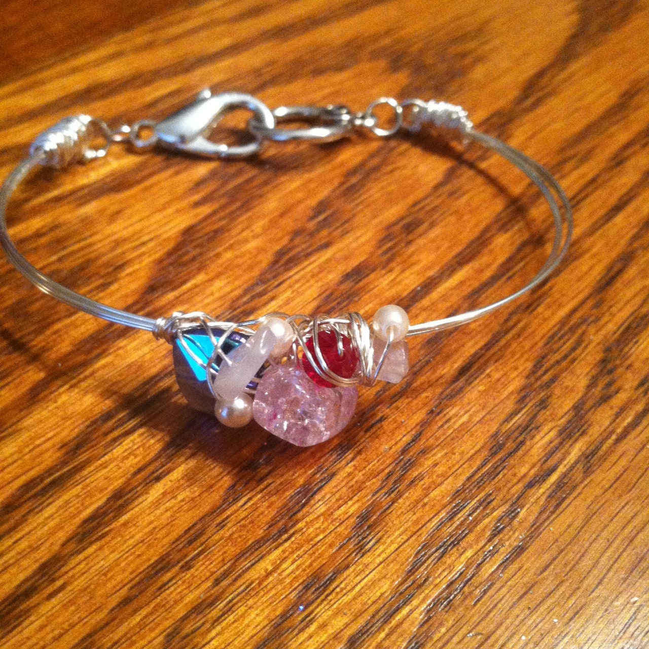 Gypsy Soul Bracelet - pearl rose quartz ruby glass amethyst