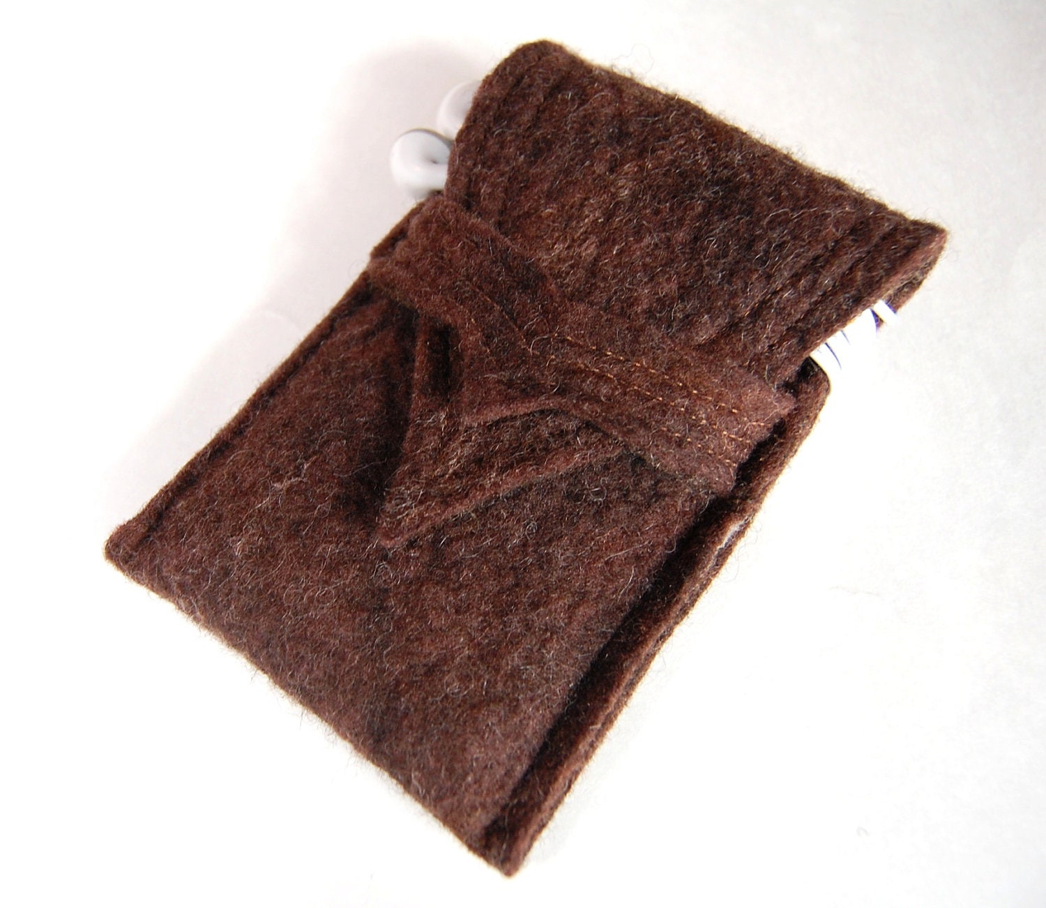 Wool  Felt iPhone Case -  iPod Touch Case - Brown Merino Wool Felt with Silk Accents