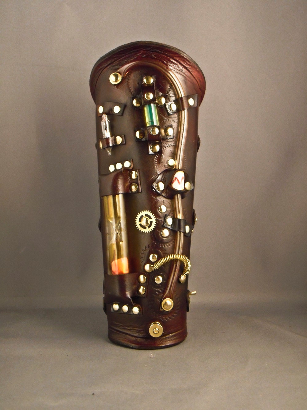 Steampunk leather bracer - Chronos -