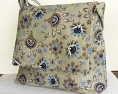 Fabric messenger bag printed cotton twill