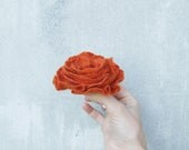 Orange rose brooch felted eco friendly pumpkin soft flower Wedding bridesmaid fashion