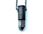 LUNAR silver moonbeam aura crystal gunmetal bullet necklace