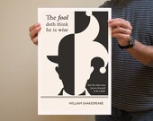 Illustration, William Shakespeare Quote, Fine Art Prints and Art Posters, Shakespearian, Man Drawing, Black and White Wall Art, Minimalist