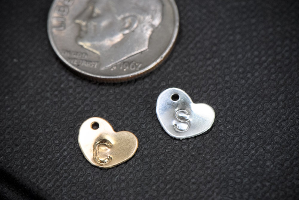 Extra ADD ON Hand stamped Initial Gold Filled or Sterling Silver Heart Charm