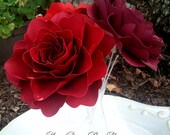 Paper Flowers - Handmade - Stemmed - Set of 3 - X-Large - Made To Order - Red Il_170x135