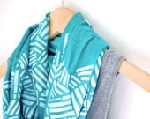INFINITY SCARF - Screen Printed - White Crosshatch on Teal