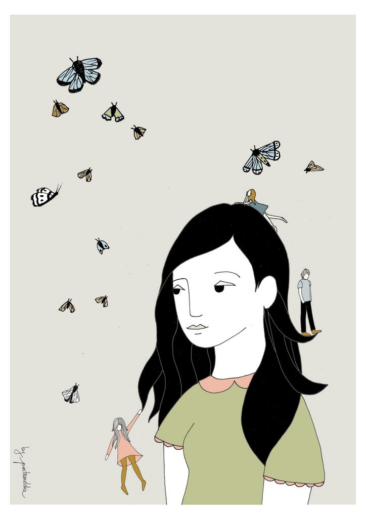 Moth girl - A4 print