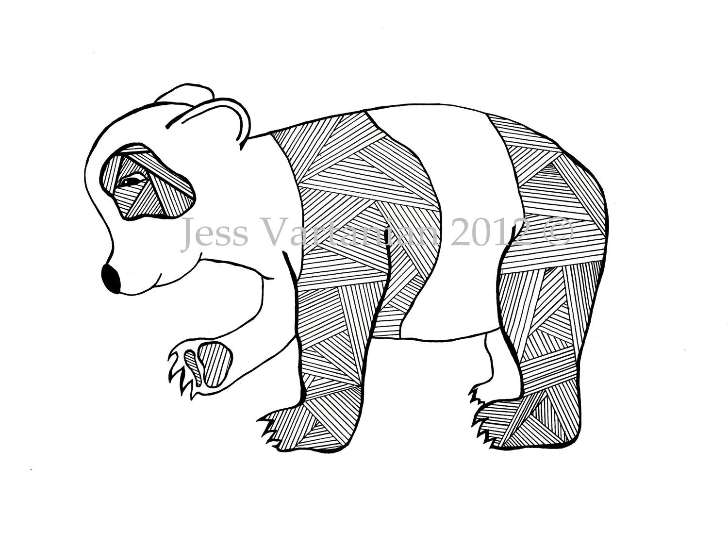 Panda Geometric Ink Illustration