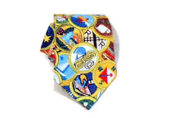 Men's Neck Tie Boy Scout Merit Badges