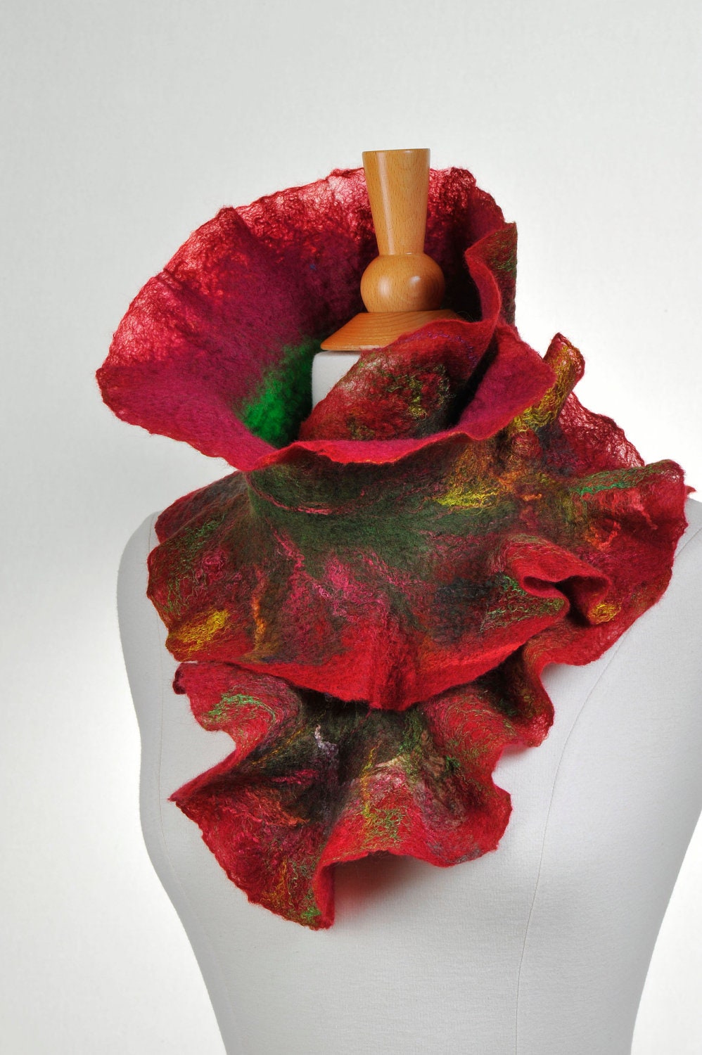 OOAK Felted scarf Deep Rasberry