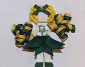 BAYLOR University BEARS-Green and Gold/Yellow- Custom CHEERLEADER Hair Clip Bows