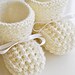 Hand Knit Cream Booty and Mitten Set