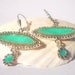 Mint green earrings, Unique Sterling silver dangle earrings cloud shaped with a dangling flower, BOHO style, winter 2013