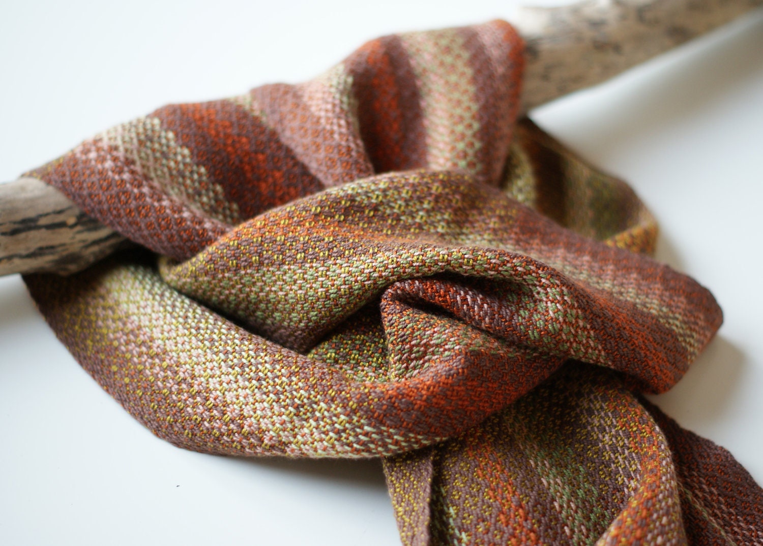 Handwoven Autumnal Scarf with Tencel