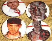 4 SHAUN of the DEAD Zombies one inch pin back buttons badge set