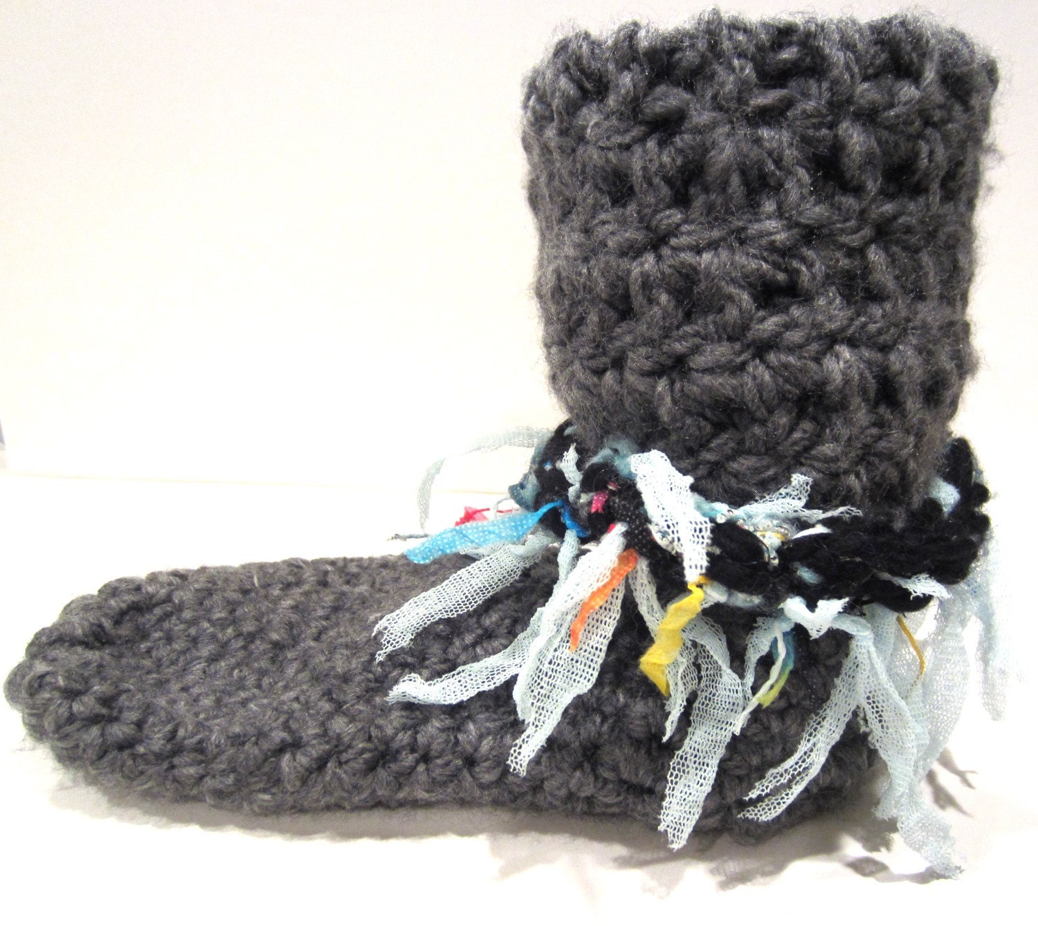UNISEX Socks,Taller Snug Fit Socks , Warm Winter Socks , Funky Handmade Socks , Chunky Boot Cuff Socks , Boho Socks With ColorfulTrim