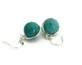 Earrings turquoise blue dangles aqua wire wrapped handmade canada