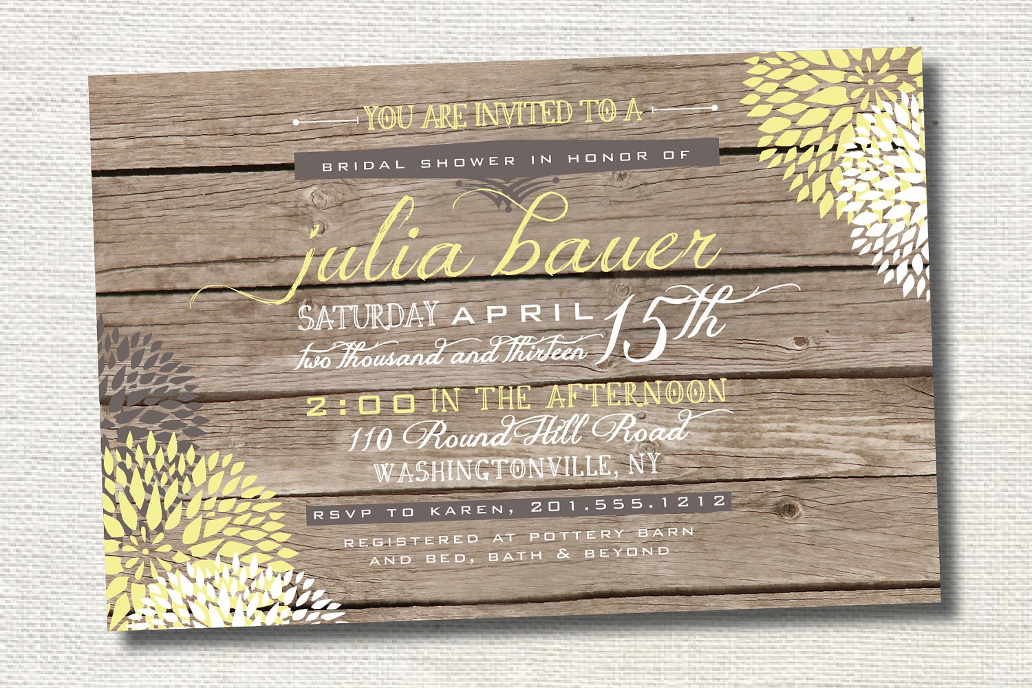 Vintage Wooden Plank Bridal Shower/ Couples Shower/Baby Shower Invitation - You Print, diy, Digital File