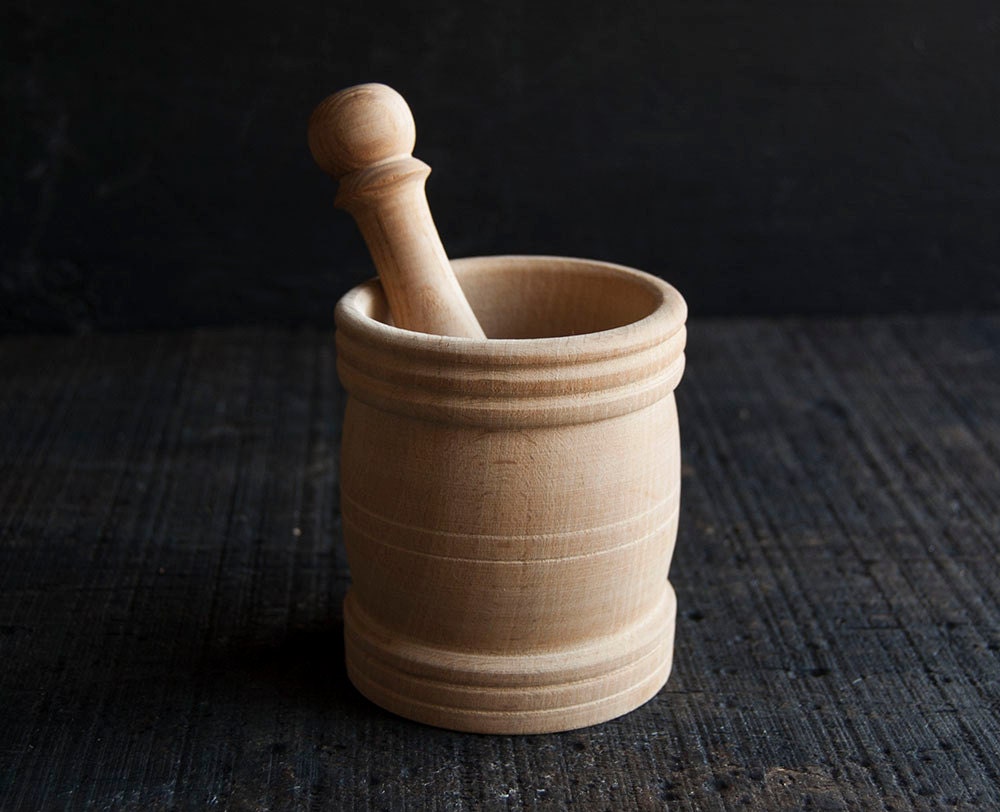 Wooden Mortar and Pestle - Vintage Victorian Rustic Wood