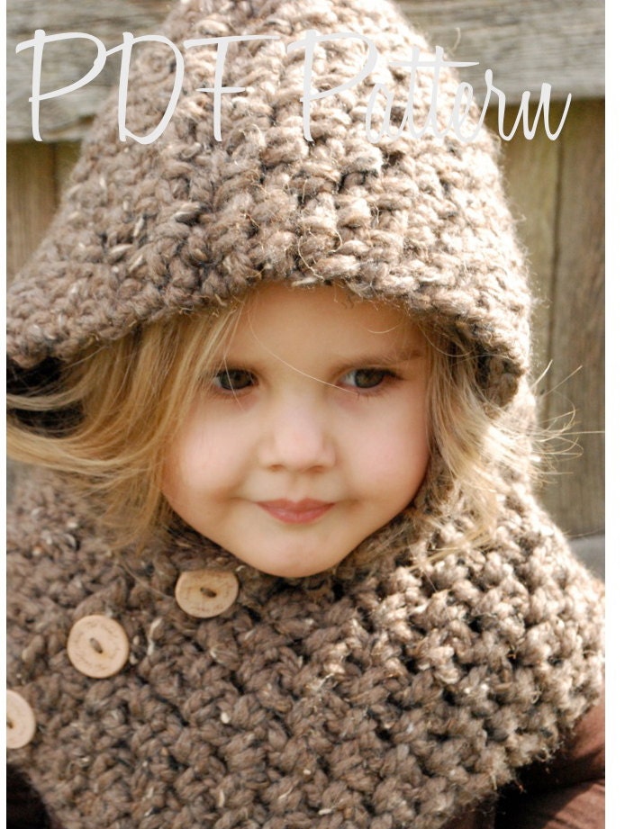 Crochet PATTERN-The Hampton Hood (Toddler, Child, Adult sizes)