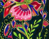 ACEO Elegant Whimsy - whimsical doodle fantasy flower original painting