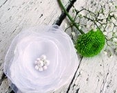 Fabric Flower Wedding White Corsage bridal hair Organza Sash europeanstreetteam