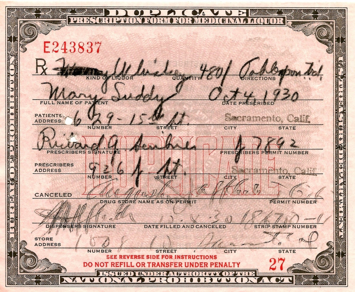 prohibition prescription