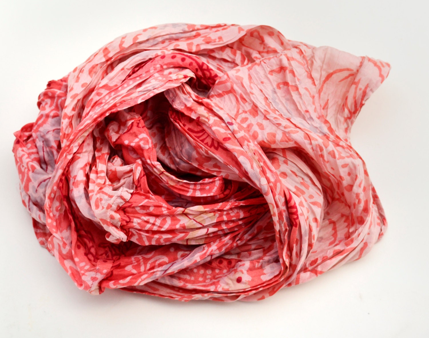 Womans Infinity Scarf Dark Salmon...Tocamade... Fabulous Scarve ...Vintage Print... Ideal for Woman Gift..ros