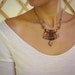 Gypsy magic micro macrame necklace with copper wire spirals and bronze beads