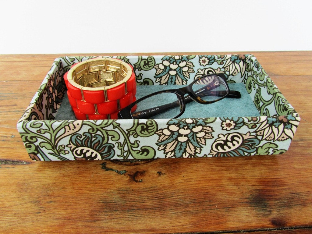 Fabric Wrapped Pencil Tray, Desk Organizer, Accessories Tray for Desktop in an Office, Studio, or Dorm Room