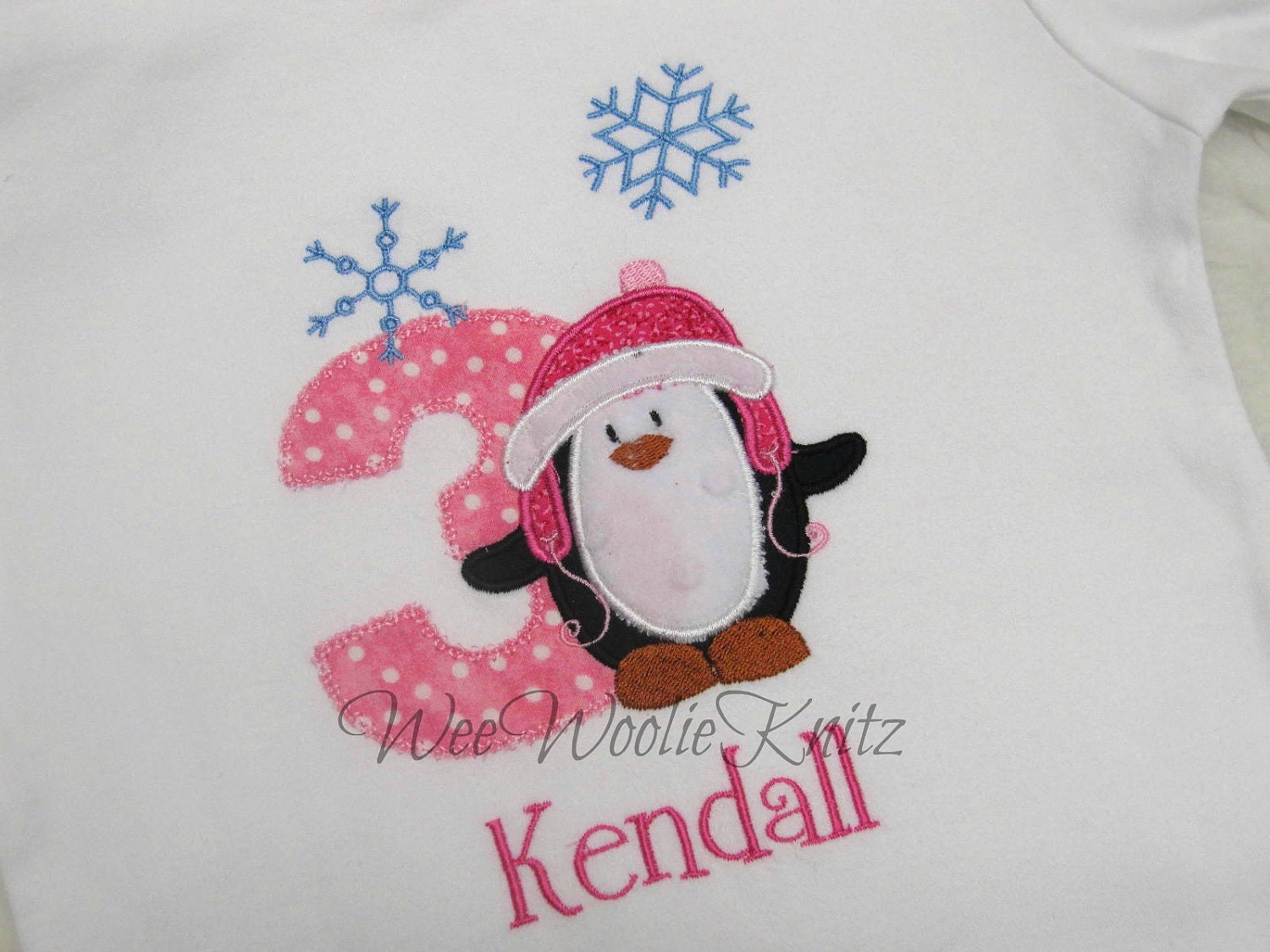 Penguin Wonderland Birthday  Shirt  Personalized Winter Wonderland Boys Girls First Birthday Any Number Custom Monogrammed  Applique