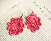 lace earrings -ROSALYN- fuchsia pink