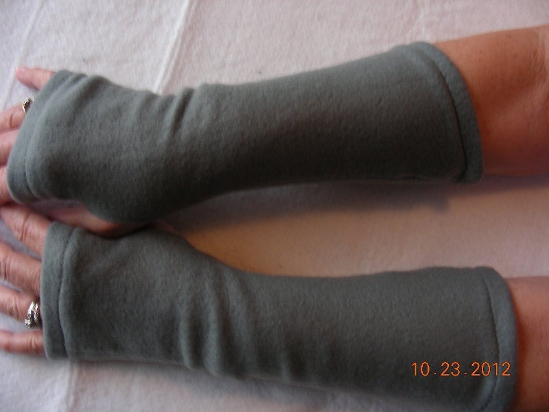 Gray Fleece Arm Warmers Fingerless Gloves, Texting Gloves, Driving Gloves, Hand Warmers, Mitts