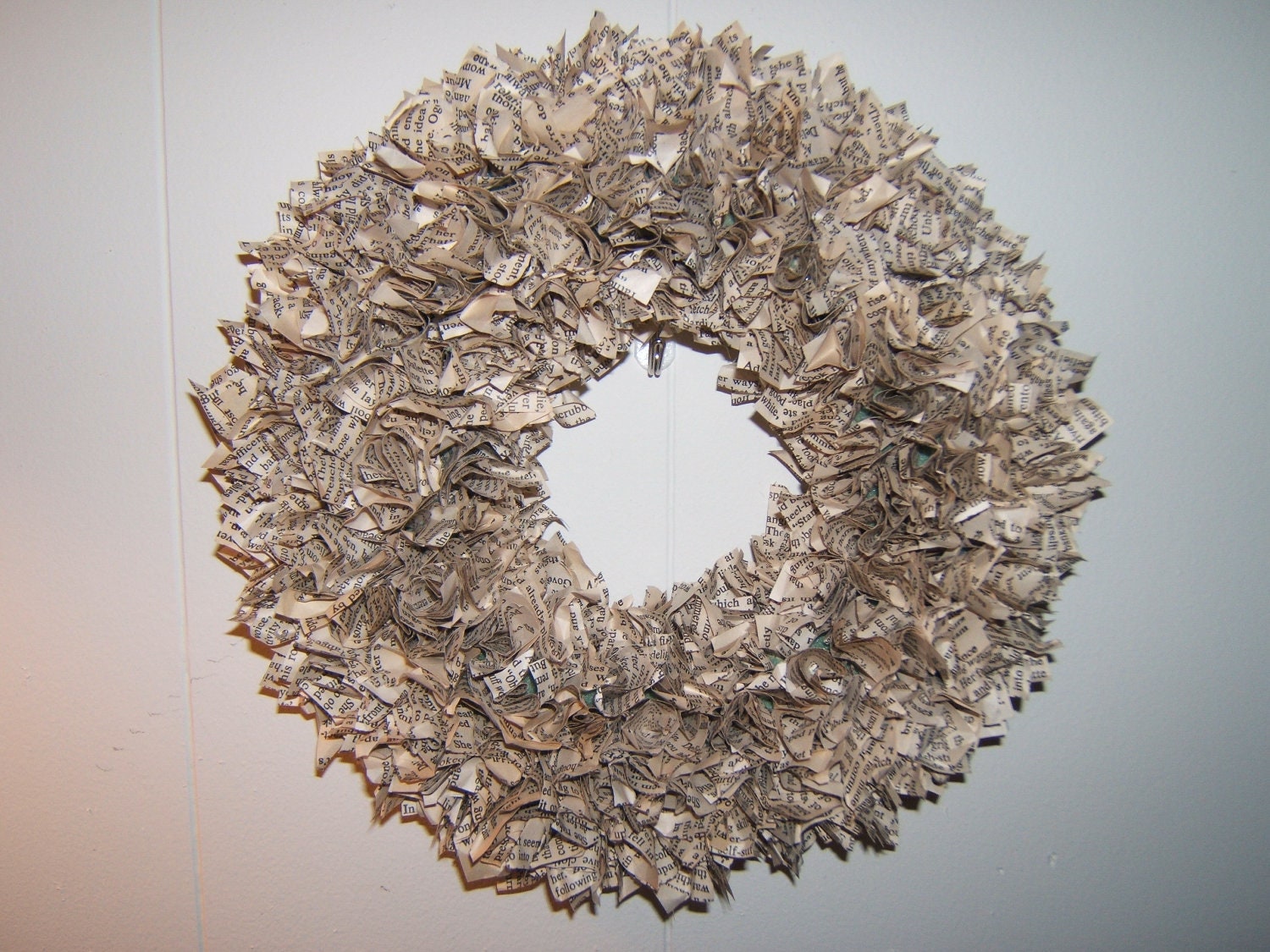 Vintage Book Upcycled Paper Wreath 10"