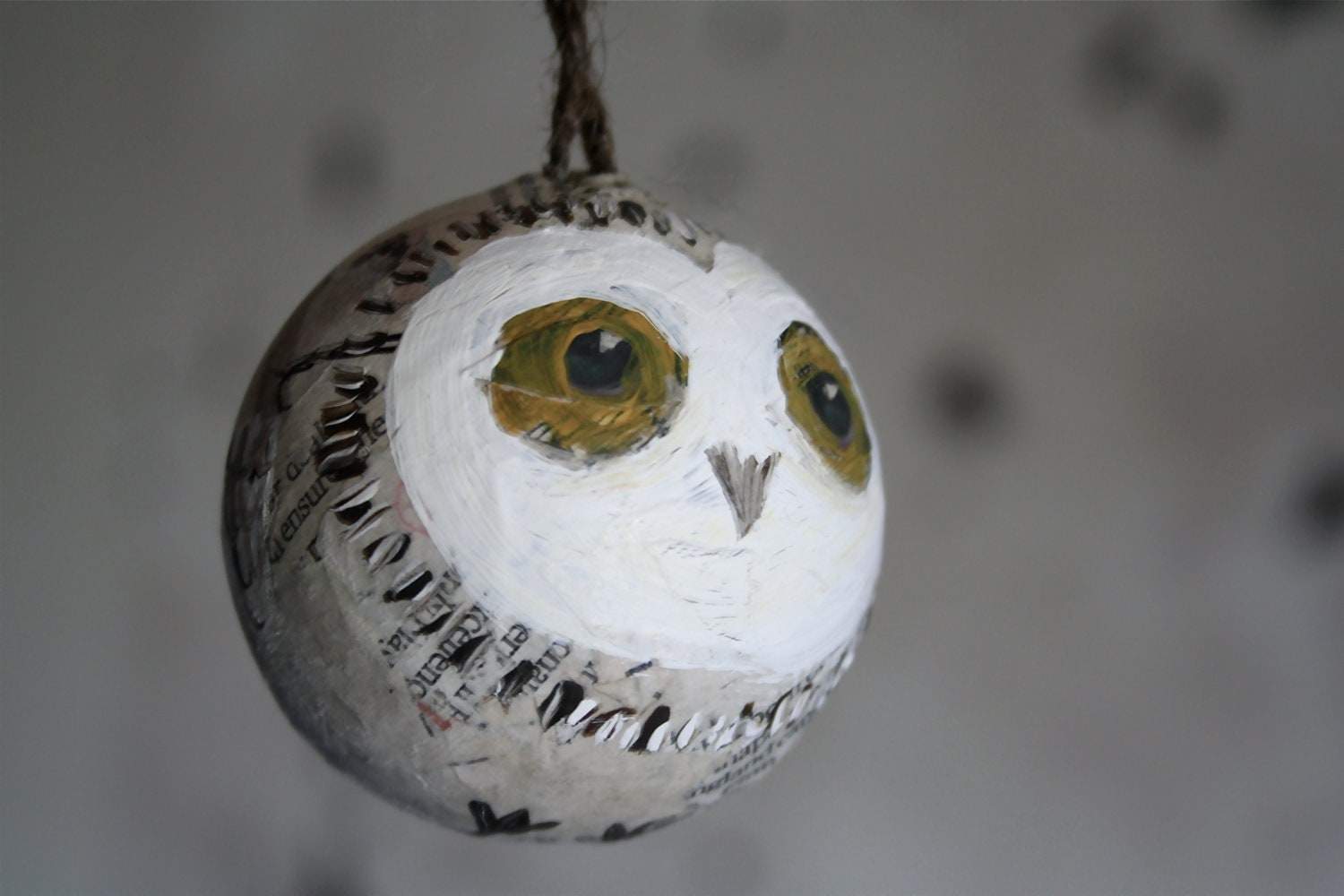 Owl collage newsprint  bauble