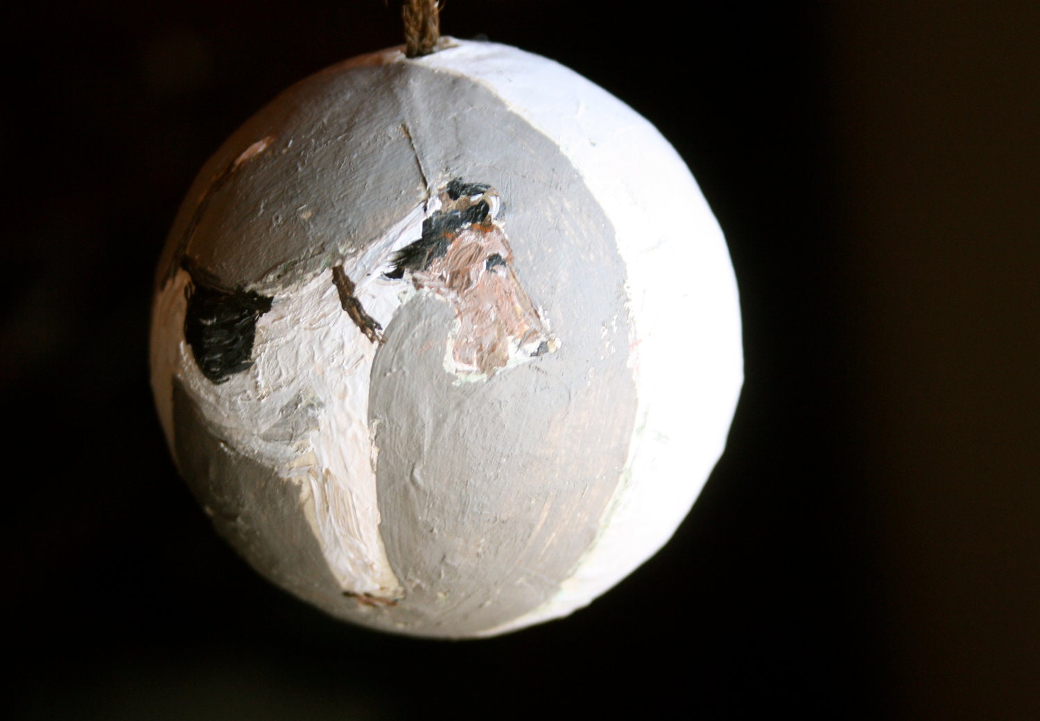 Fox Terrier dog ornament, handpainted