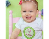 Monthly Onesie Stickers - Alina - Modern Pink and Green Posh Preppy - Baby Month Stickers Great Baby Shower Gift