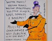 Charles Dickens, Mr Micawber character quote, hand-painted ceramic tile