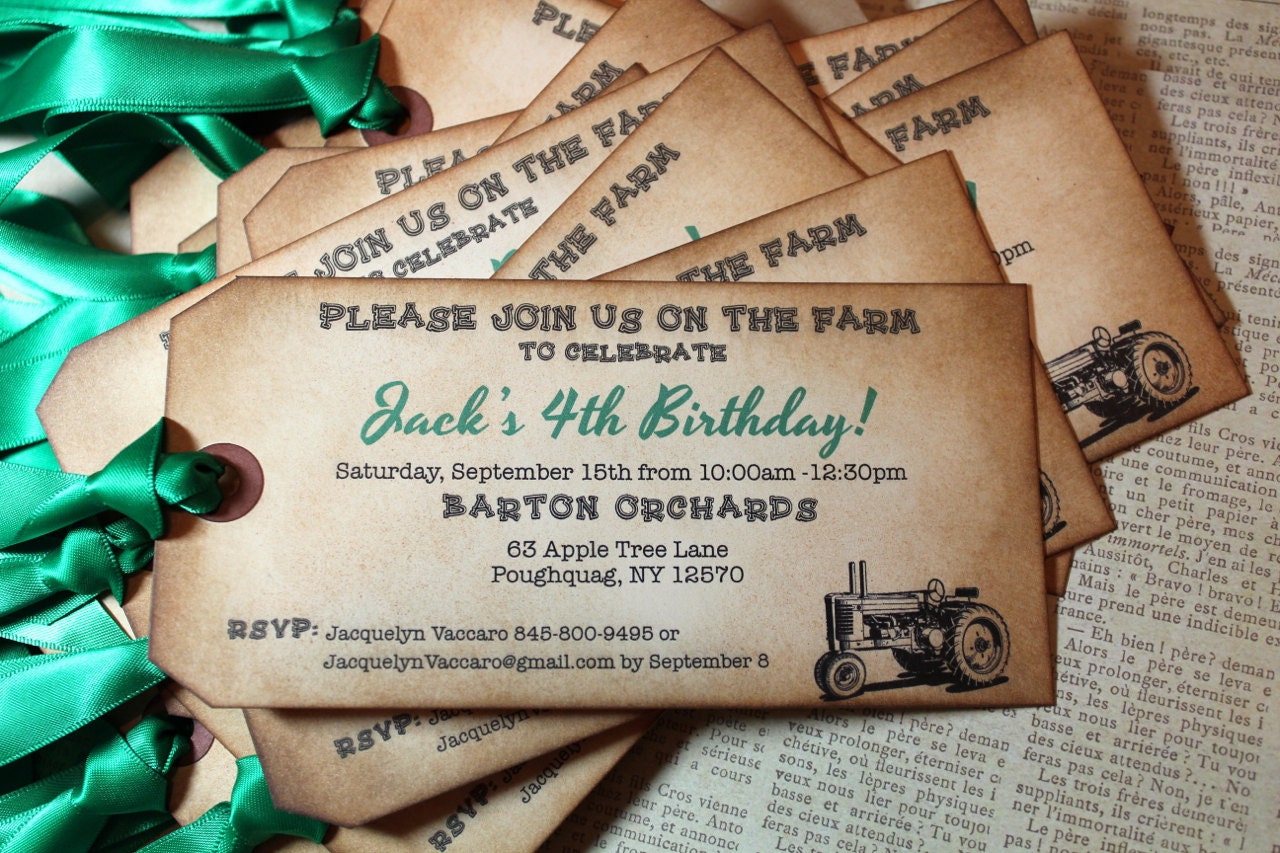 RESERVED FOR BRITTANY - Vintage Inspired Tractor Invitations - June 8