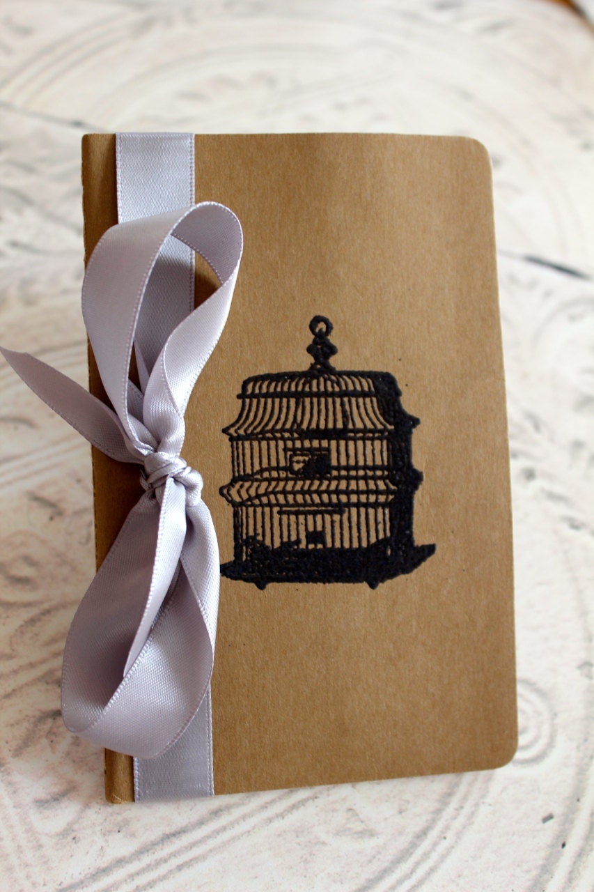 Embossed Moleskine Journal / Notebook / Cashier - Bird Cage