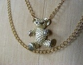 Bear on a Swing - Upcycled Vintage Pin Necklace