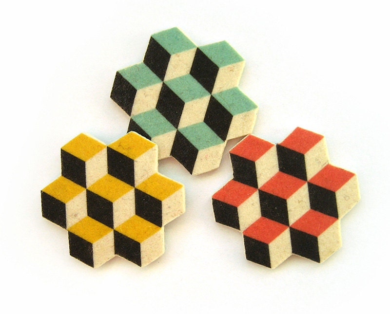 POLYHEDRON Geometric Felt Brooch