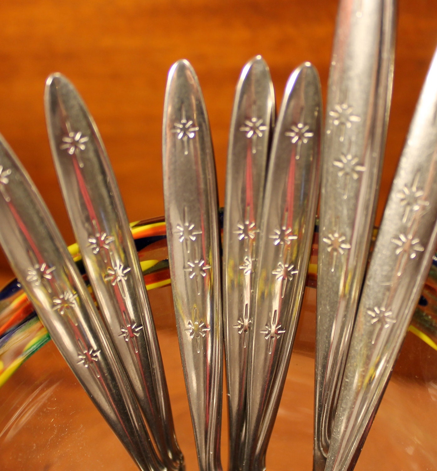 Vintage Flatware in Sunburst Pattern from Oneida by AtomicHoliday