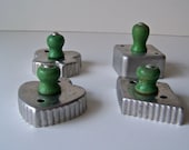Vintage Aluminum Cookie Cutter Set with Green Rivit Handle